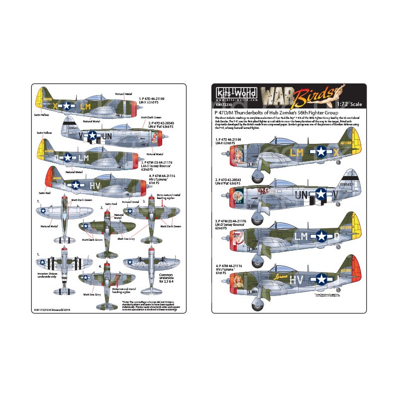 Décal Republic P-47D / M Thunderbolts du 56e groupe de chasse de Hub Zemke – Collection