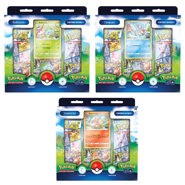 JCC Pokémon – Bulbizarre, Salamèche ou Carapuce – Coffret Pin's