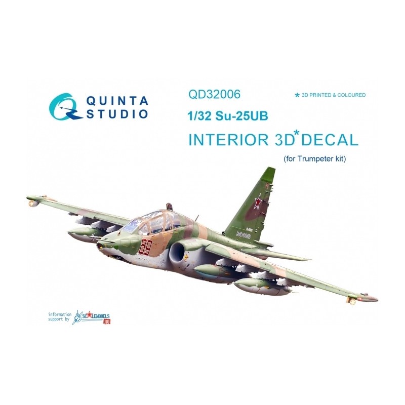 Décalcomanie Sukhoi Su-25UB Intérieur coloré et imprimé en 3D sur papier autocollant (conçu pour être utilisé avec les kits Trum – Collection