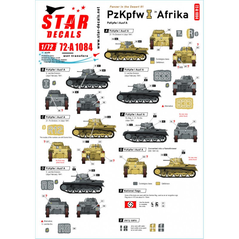 Décal Panzer dans le désert 1. Pz.Kpfw.I Ausf.A – Collection