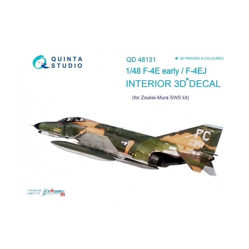 Décalcomanie McDonnell F-4E Phantom early/F-4EJ Intérieur imprimé et coloré en 3D sur papier autocollant (conçu pour être utilis – Collection