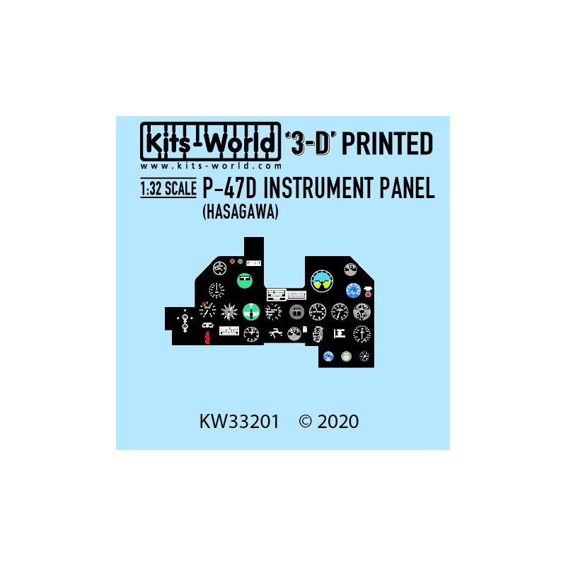 Décalcomanie Republic P-47D Thunderbolt Cockpit 3D Tableau de bord couleur. (conçu pour être utilisé avec les kits Hasegawa) – Collection